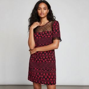 BCBGeneration Sheer Mesh Floral Dress